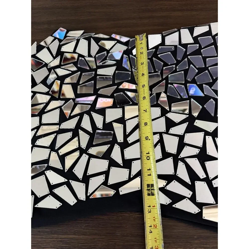 Glam Mirror Mosaic Sequin Dress Womens S/M Black Disco Party Club Festival - Picture 5 of 8